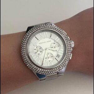 Michael Kors Oversized “Camille” Pavé Silver Tone Watch ** READ DESCRIPTION
